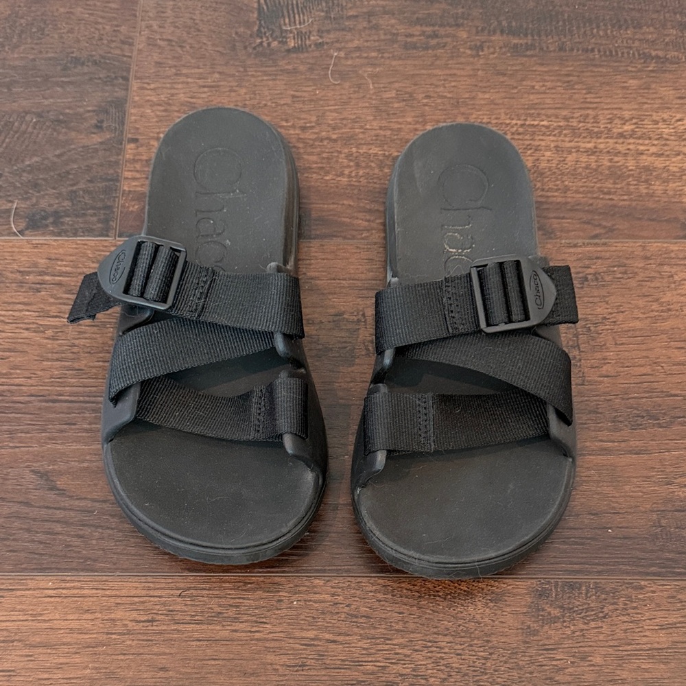 Chaco Black Slide Sandals with Buckle Straps